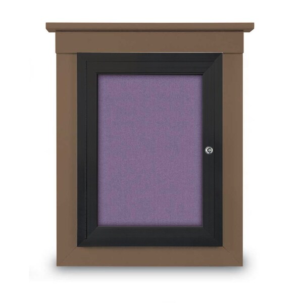 72"x36" 3-Door Enclosed Letterboard, Header, Burgundy/Lt Oak